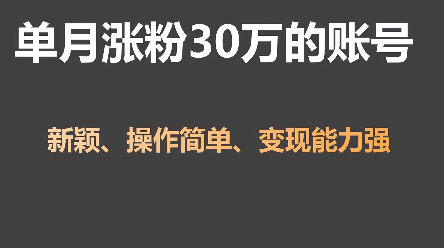单月涨粉30万，带货收入20W，5分钟就能制作一个视频！-大熊网创