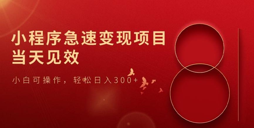 小程序急速变现项目，当天见效，小白可操作，轻松日入300+-网创星球