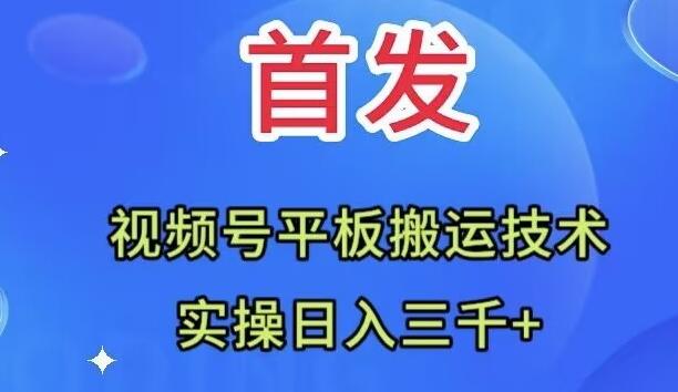 全网首发：视频号平板搬运技术，实操日入三千＋-大熊网创