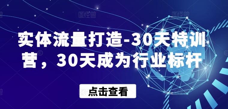 实体流量打造-30天特训营，30天成为行业标杆-大熊网创
