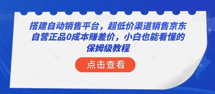 搭建自动销售平台，超低价渠道销售京东自营正品0成本赚差价，小白也能看懂的保姆级教程【揭秘】-大熊网创
