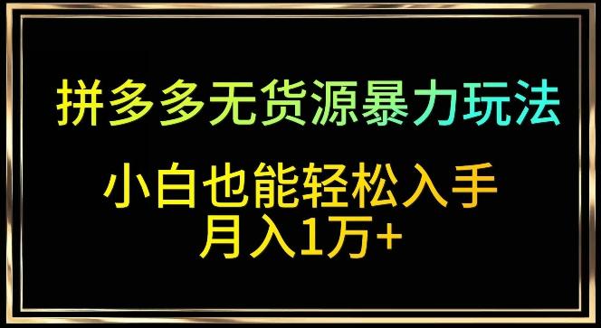 拼多多无货源暴力玩法，全程干货，小白也能轻松入手，月入1万+【揭秘】-网创星球