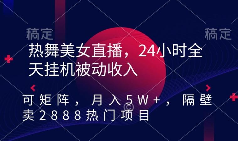 热舞美女直播，24小时全天挂机被动收入，可矩阵，月入5W+，隔壁卖2888热门项目【揭秘】-大熊网创