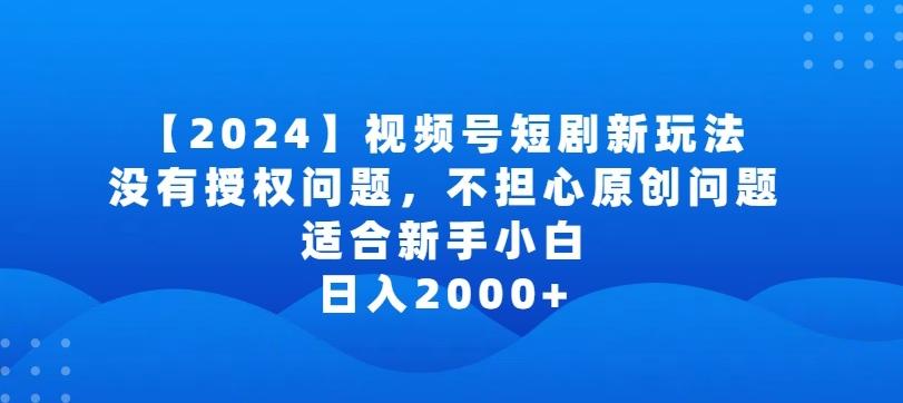 2024视频号短剧玩法，没有授权问题，不担心原创问题，适合新手小白，日入2000+【揭秘】-大熊网创