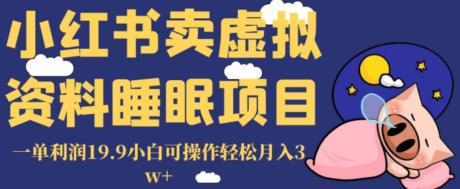 小红书卖虚拟资料睡眠项目，一单利润19.9小白可操作轻松月入3w+【揭秘】-大熊网创