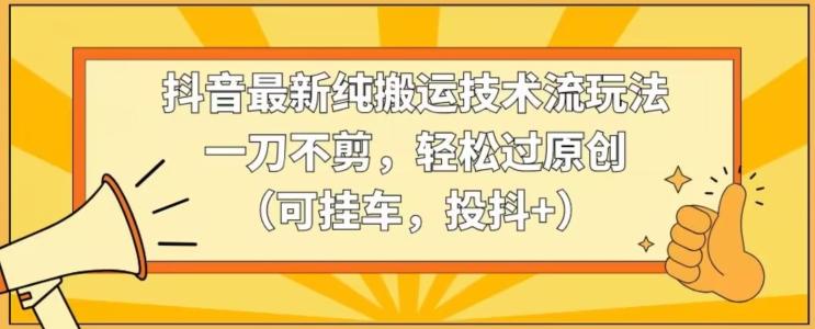 抖音最新纯搬运技术流玩法，一刀不剪，轻松过原创(可挂车，投抖+)【揭秘】-大熊网创