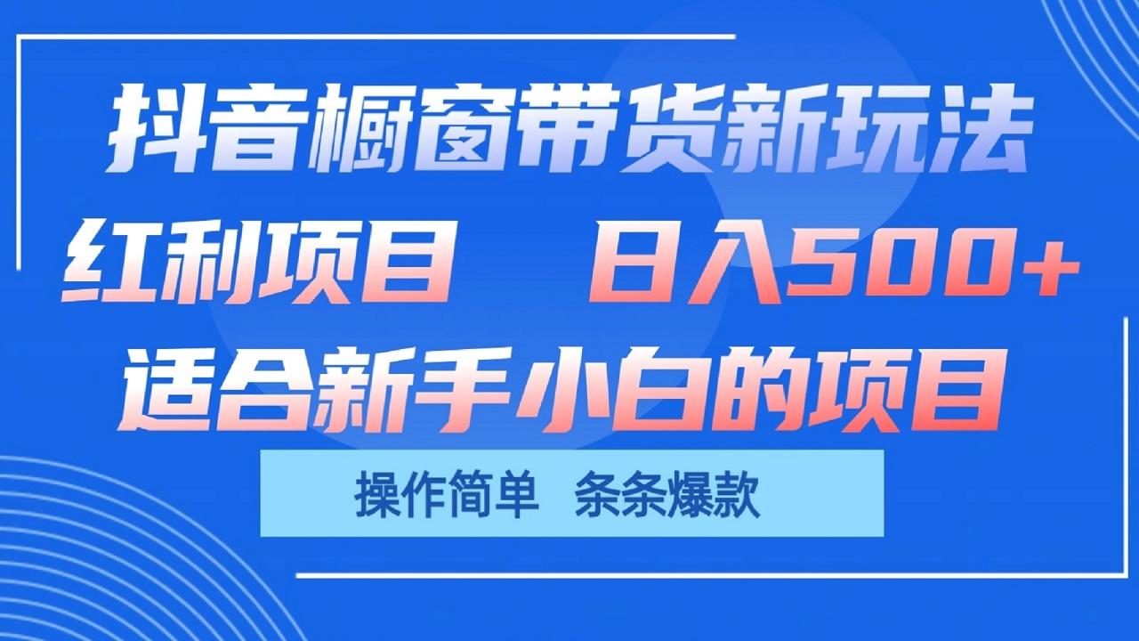 抖音橱窗带货新玩法，单日收益500+，操作简单，条条爆款-大熊网创