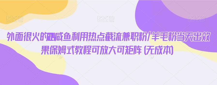 外面很火的2024咸鱼利用热点截流兼职粉/羊毛粉当天出效果保姆式教程可放大可矩阵(无成本)-网创星球