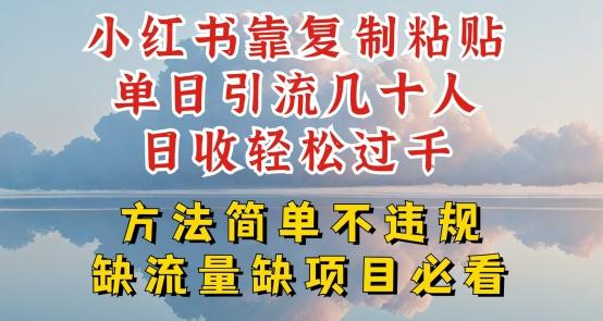 小红书靠复制粘贴单日引流几十人目收轻松过千，方法简单不违规【揭秘】-大熊网创