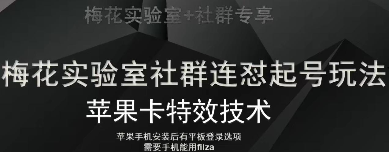 梅花实验室社群视频号连怼起号玩法，最新苹果卡特效技术-大熊网创