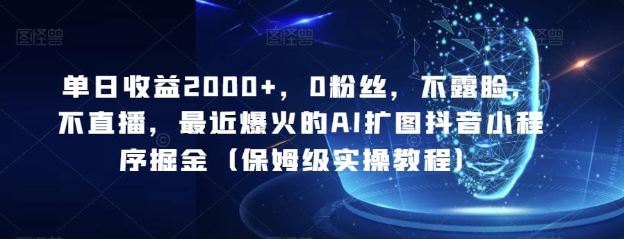 单日收益2000+，0粉丝，不露脸，不直播，最近爆火的AI扩图抖音小程序掘金（保姆级实操教程）-大熊网创