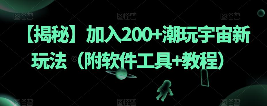 【揭秘】加入200+潮玩宇宙新玩法（附软件工具+教程）-大熊网创
