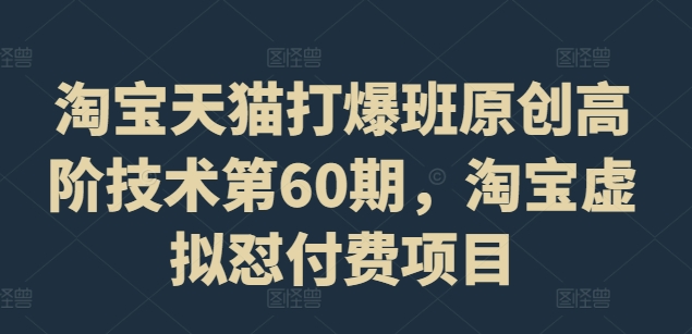 淘宝天猫打爆班原创高阶技术第60期，淘宝虚拟怼付费项目-大熊网创