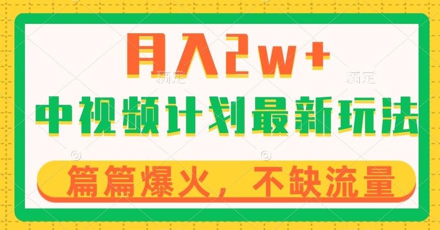 中视频计划全新玩法，月入2w+，收益稳定，几分钟一个作品，小白也可入局【揭秘】-大熊网创