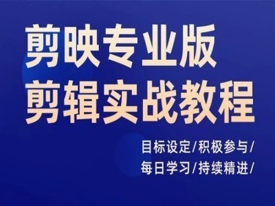 剪映专业版剪辑实战教程，目标设定/积极参与/每日学习/持续精进-大熊网创
