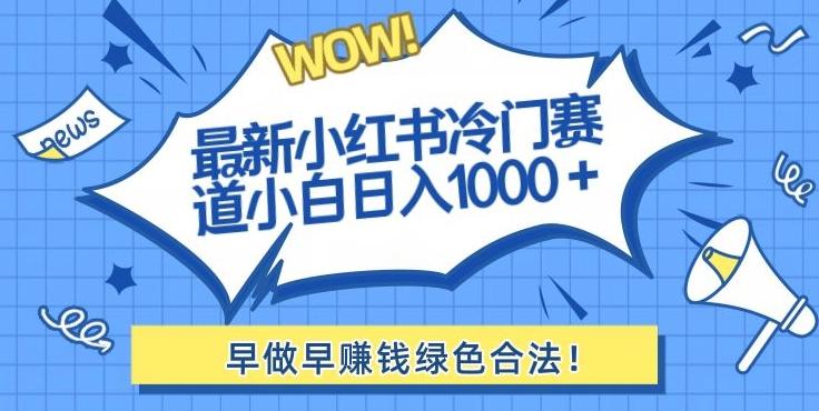 最新小红书冷门赛道日入1000+一部手机小白轻松-大熊网创