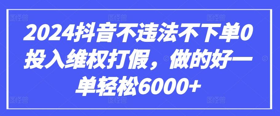 2024抖音不违法不下单0投入维权打假，做的好一单轻松6000+【仅揭秘】-大熊网创