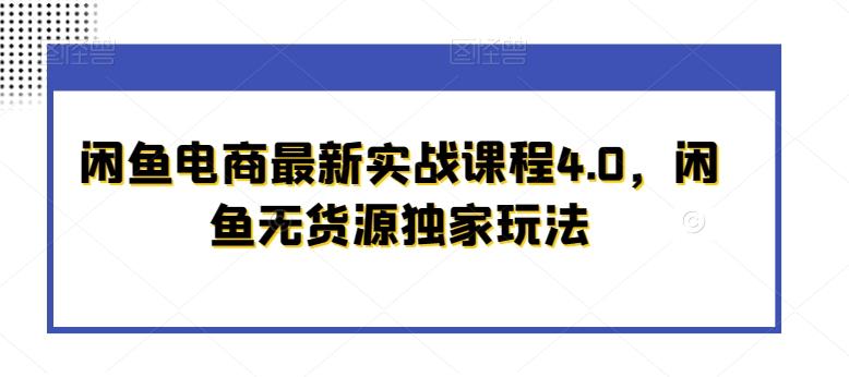 闲鱼电商最新实战课程4.0，闲鱼无货源独家玩法-大熊网创