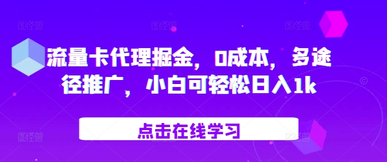 流量卡代理掘金，0成本，多途径推广，小白可轻松日入1k-大熊网创