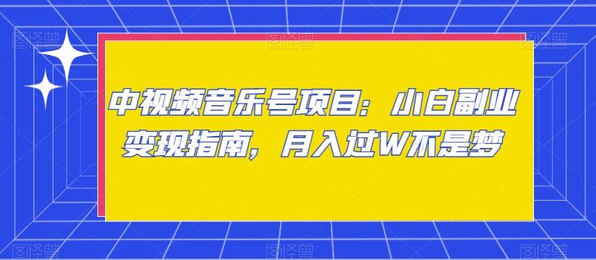 中视频音乐号项目：小白副业变现指南，月入过W不是梦【揭秘】-大熊网创