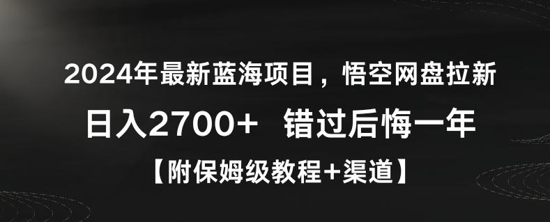 2024年最新蓝海项目，悟空网盘拉新，日入2700+错过后悔一年【附保姆级教程+渠道】【揭秘】-网创星球