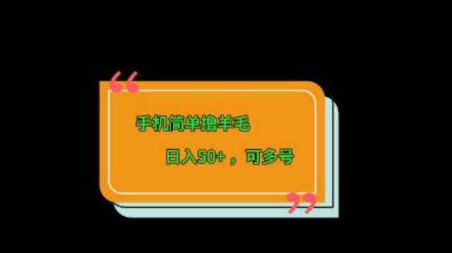 手机简单撸羊毛、日入50+，可多号-大熊网创