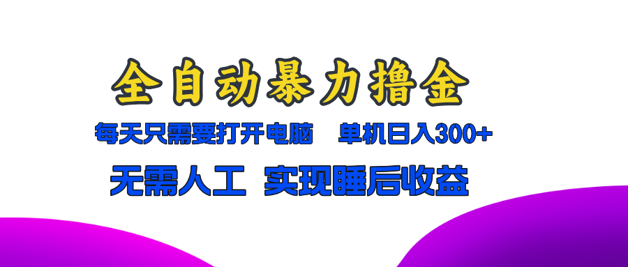 全自动暴力撸金，只需要打开电脑，单机日入300+无需人工，实现睡后收益-大熊网创