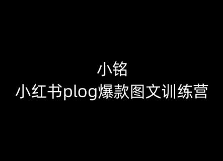 小铭-小红书plog爆款图文训练营，教你从0-1做小红书-网创星球
