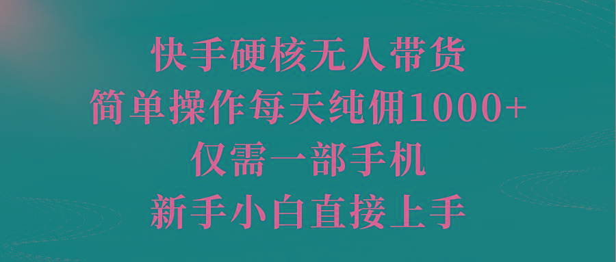 (9861期)快手硬核无人带货，简单操作每天纯佣1000+,仅需一部手机，新手小白直接上手-大熊网创