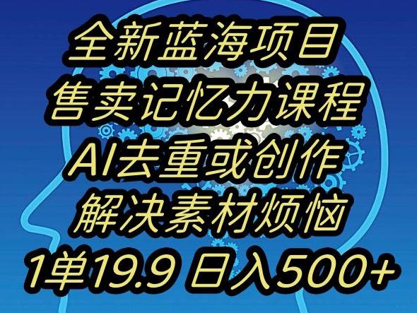 蓝海项目记忆力提升，AI去重，一单19.9日入500+【揭秘】-大熊网创