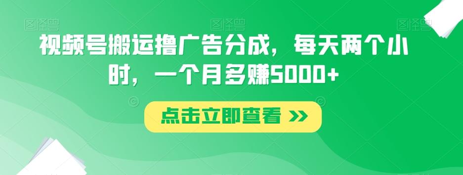 视频号搬运撸广告分成，每天两个小时，一个月多赚5000+-大熊网创