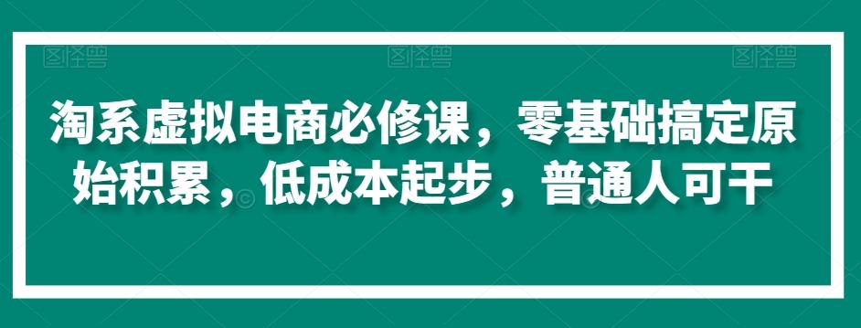 淘系虚拟电商必修课，零基础搞定原始积累，低成本起步，普通人可干-大熊网创