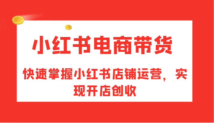 小红书电商带货，快速掌握小红书店铺运营，实现开店创收-大熊网创