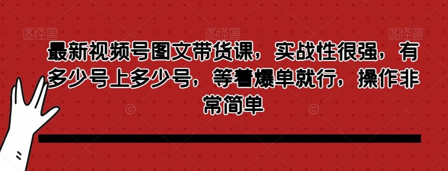 最新视频号图文带货课，实战性很强，有多少号上多少号，等着爆单就行，操作非常简单-大熊网创