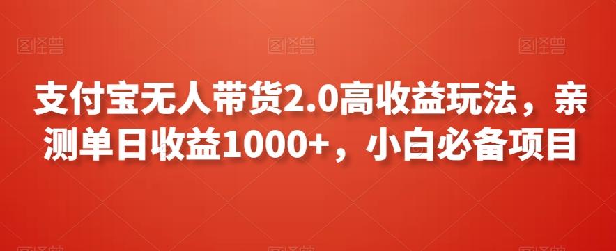 支付宝无人带货2.0高收益玩法，亲测单日收益1000+，小白必备项目【揭秘】-大熊网创