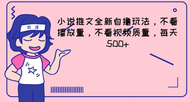 小说推文全新自撸玩法，不看播放量，不看视频质量，每天500+【揭秘】-大熊网创
