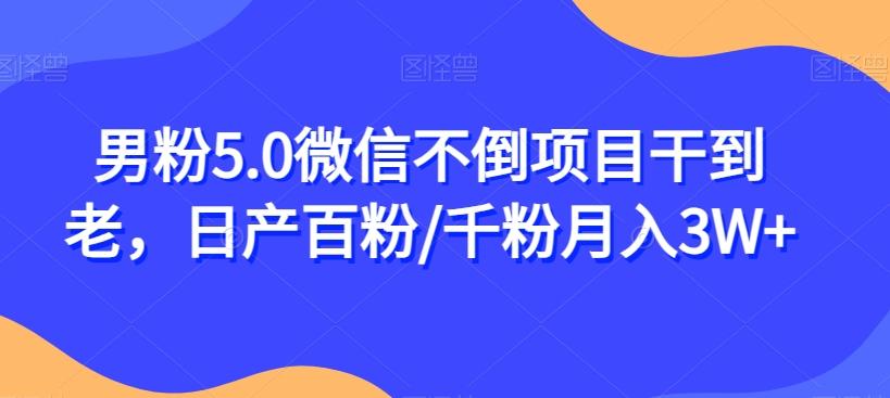 男粉5.0微信不倒项目干到老，日产百粉/千粉月入3W+【揭秘】-网创星球