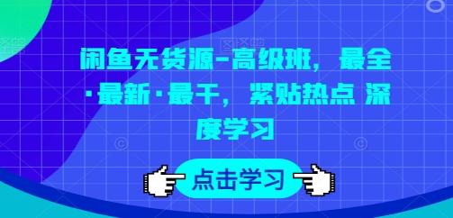 闲鱼无货源-高级班，最全·最新·最干，紧贴热点 深度学习-大熊网创