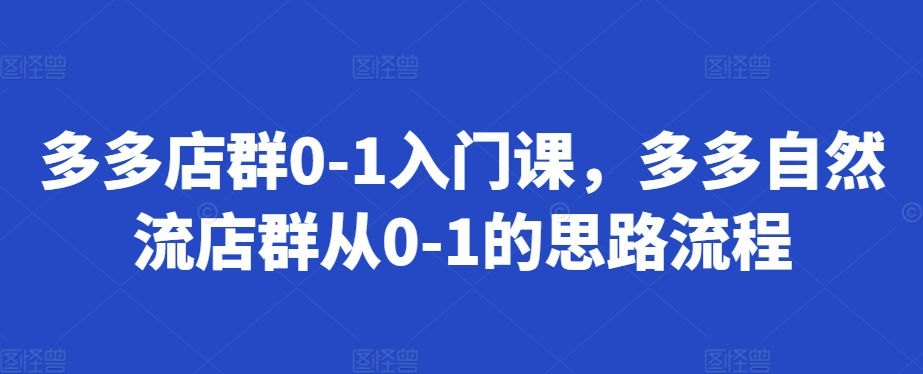 多多店群0-1入门课，多多自然流店群从0-1的思路流程-大熊网创