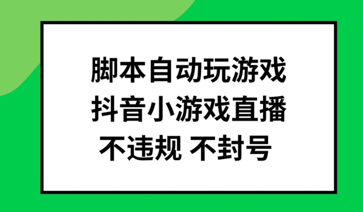 脚本自动玩游戏，抖音小游戏直播，不违规不封号可批量做【揭秘】-大熊网创