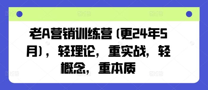 老A营销训练营(更24年6月)，轻理论，重实战，轻概念，重本质-大熊网创