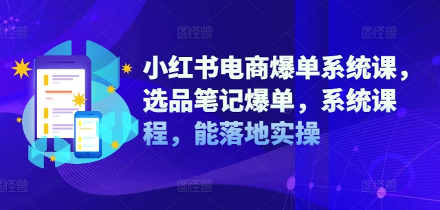 小红书电商爆单系统课，选品笔记爆单，系统课程，能落地实操-大熊网创