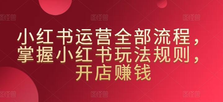小红书运营全部流程，掌握小红书玩法规则，开店赚钱-大熊网创