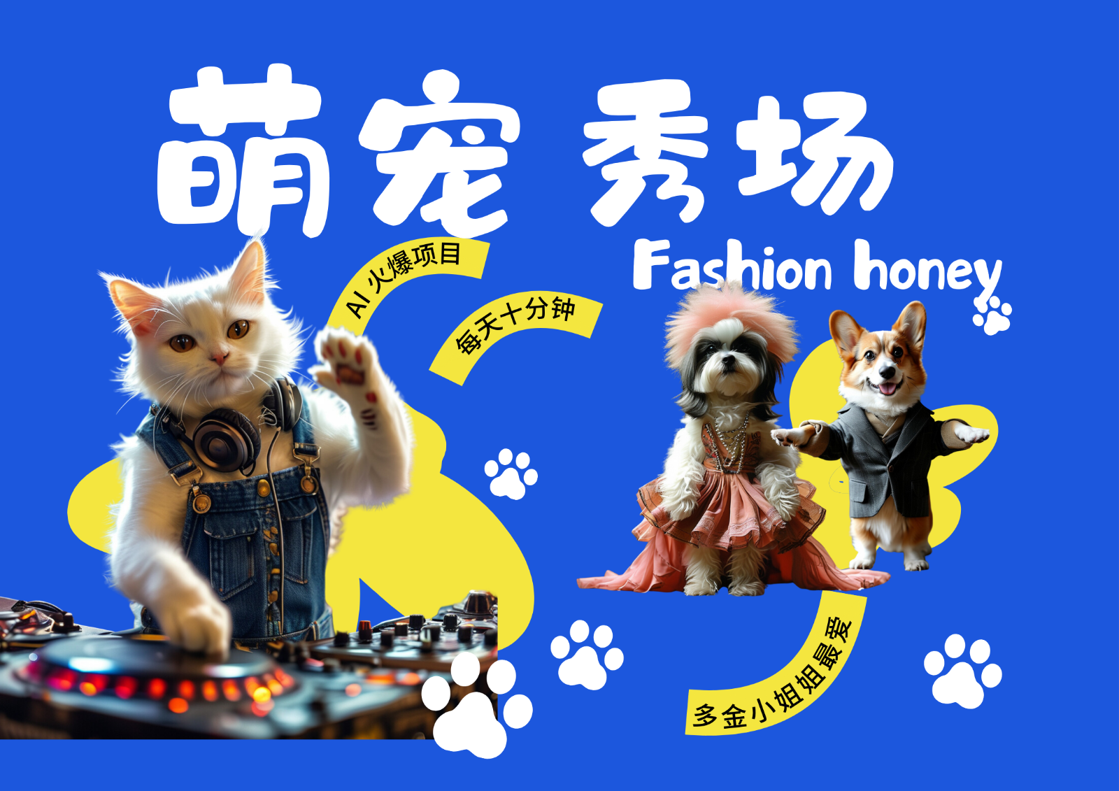 酷飒动物跳舞走秀 时尚喵FASHION汪 多金小姐姐最爱的 轻松月入破W-大熊网创