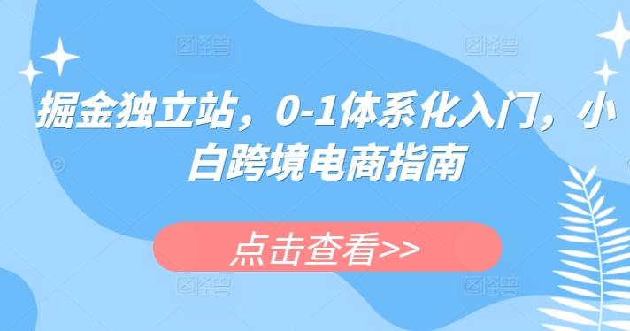 掘金独立站，0-1体系化入门，小白跨境电商指南-大熊网创