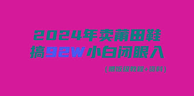 (9329期)2024年卖莆田鞋，搞了92W，小白闭眼操作！-大熊网创
