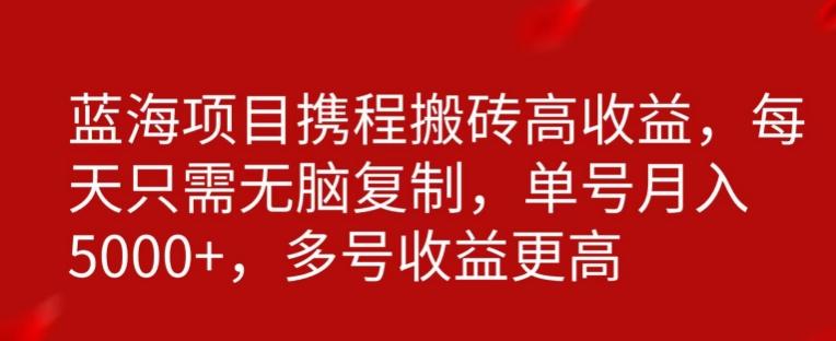 携程搬砖项目，只需每天无脑复制，月入5000+-大熊网创