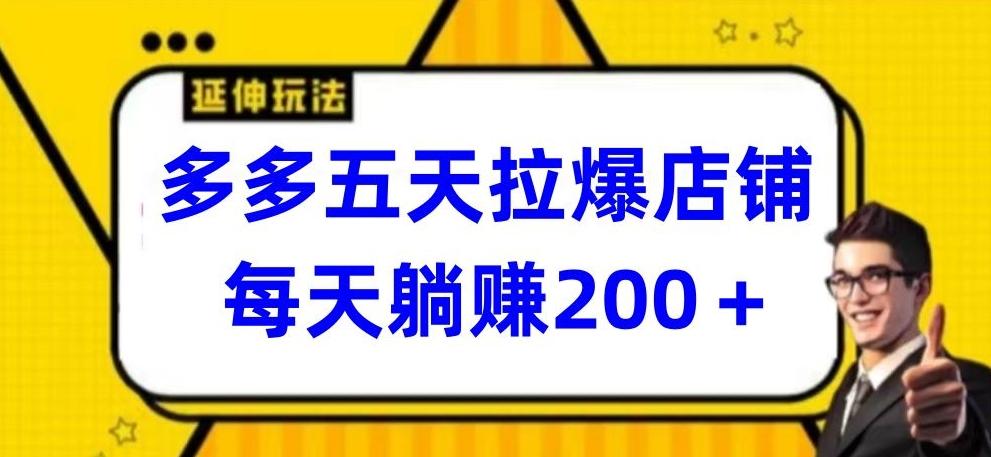 多多五天拉爆店铺，每天躺赚200+【揭秘】-大熊网创