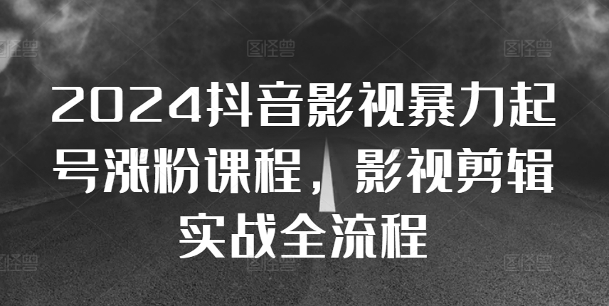 2024抖音影视暴力起号涨粉课程，影视剪辑搬运实战全流程-大熊网创