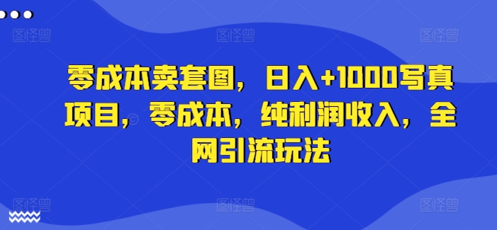 零成本卖套图，日入+1000写真项目，零成本，纯利润收入，全网引流玩法-大熊网创
